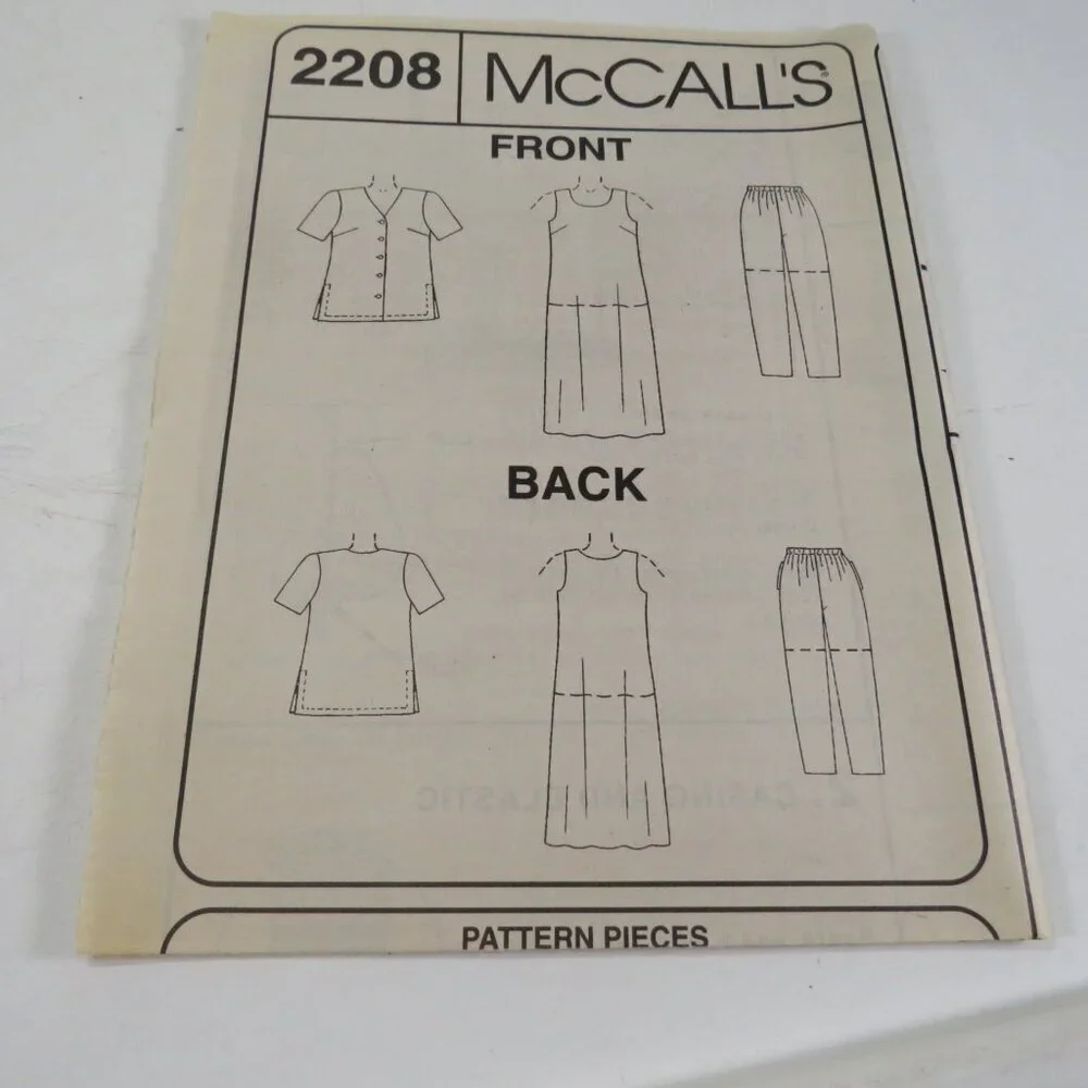 McCalls 2208 sewing pattern EASY 18-22W Dress, Pants, Shirt, Jacket